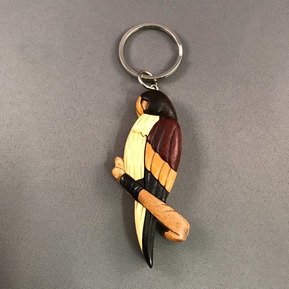 Handcrafted Parrot Multi type wood Keychain - Picture 1 of 7